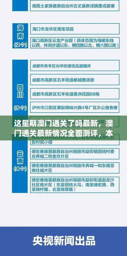 澳门本周通关最新进展,全面测评、用户体验与竞品对比,最新通关情况深度解析。