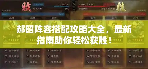 郝昭阵容搭配攻略大全,最新指南助你轻松获胜!