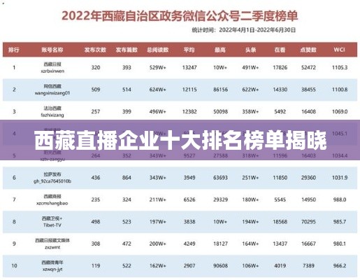 西藏直播企业十大排名榜单揭晓