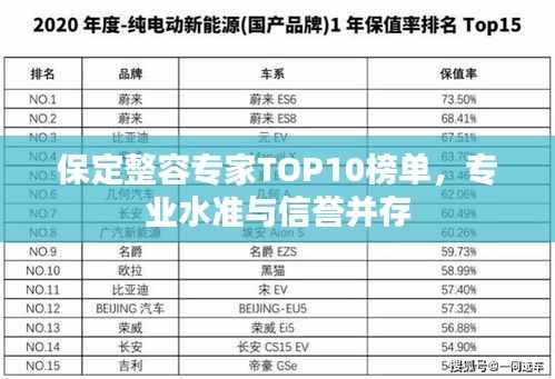 保定整容专家TOP10榜单，专业水准与信誉并存