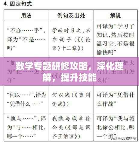 数学专题研修攻略,深化理解,提升技能